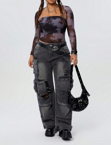 
						Top SHEIN CURVE, negru/mov