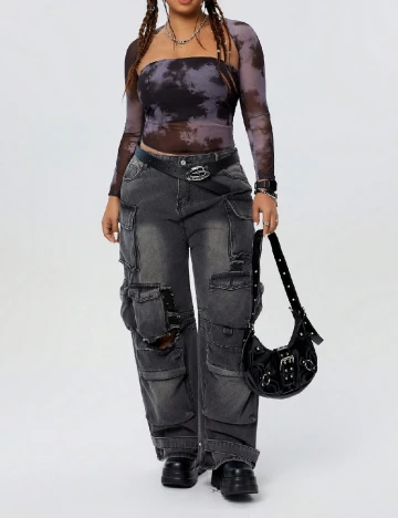 Top SHEIN CURVE, negru/mov