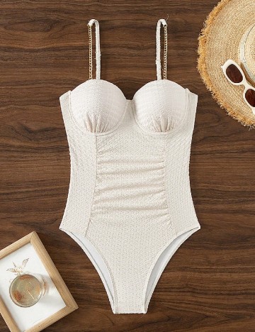 
						Costum de baie SHEIN, crem