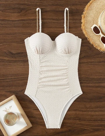 Costum de baie SHEIN, crem