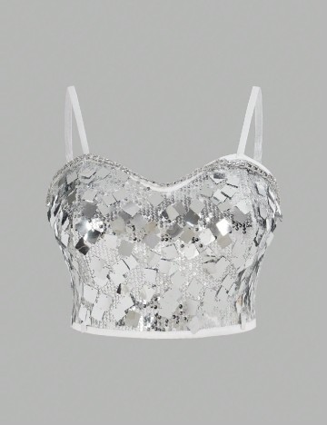 
						Top SHEIN CURVE, argintiu