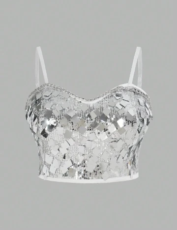 Top SHEIN CURVE, argintiu