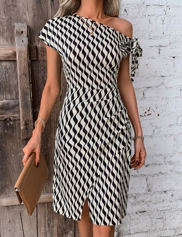 
						Rochie scurta SHEIN, ecru/negru