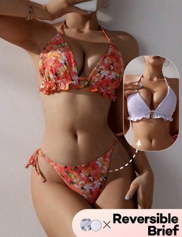 Costum de baie SHEIN, floral print