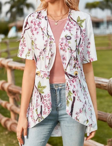 Set Maiou si Cardigan SHEIN, alb/roz