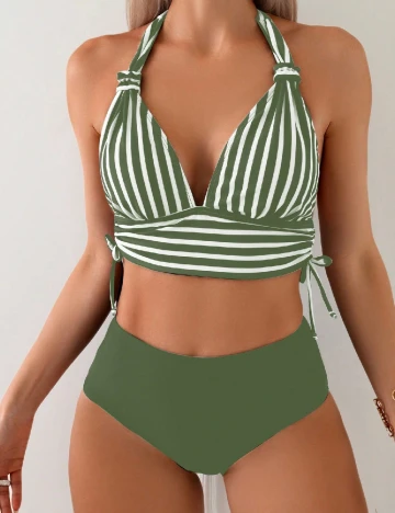 Costum de baie SHEIN, verde/alb