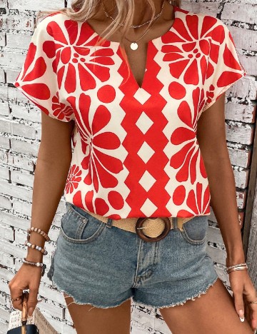 
						Bluza SHEIN, rosu/ecru