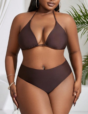Costum de baie SHEIN CURVE, maro