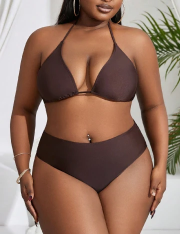 Costum de baie SHEIN CURVE, maro
