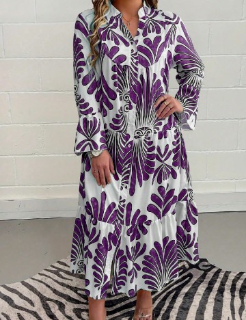 
						Rochie lunga SHEIN CURVE, ecru/mov