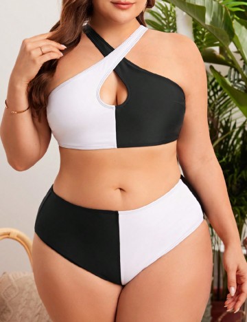 
						Costum de baie SHEIN CURVE, alb/negru