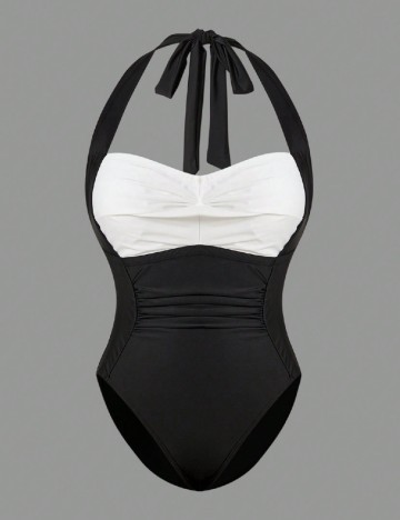 
						Costum de baie SHEIN, alb/negru