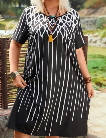 Rochie scurta SHEIN CURVE, negru/alb