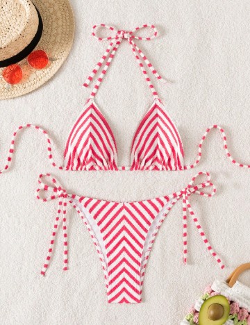 
						Costum de baie SHEIN, alb/roz