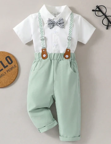 Compleu Shein Kids, alb/verde