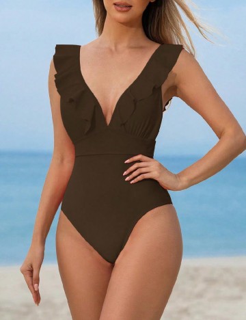 
						Costum de baie SHEIN, maro