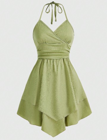 
						Rochie scurta Romwe, verde