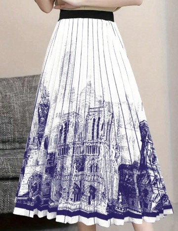 
						Fusta SHEIN, alb/mov