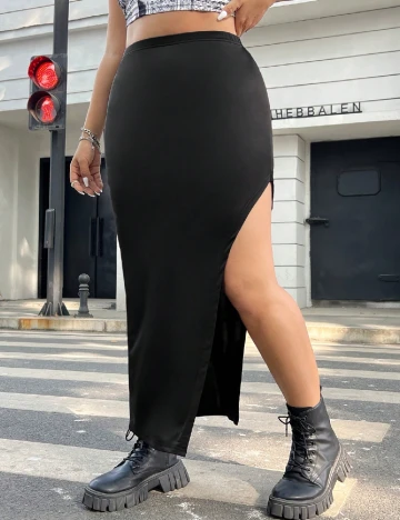 Fusta SHEIN CURVE, negru