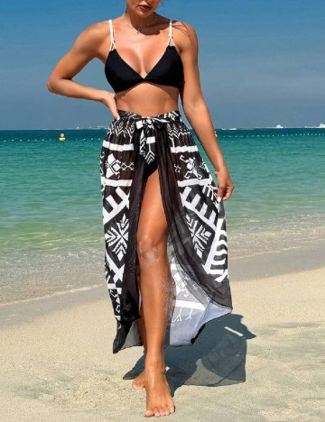 
						Costum de baie SHEIN, alb/negru