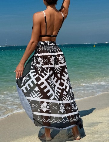 Costum de baie SHEIN, alb/negru