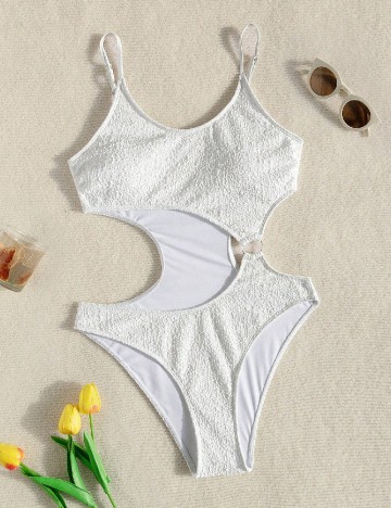 
						Costum de baie SHEIN, alb