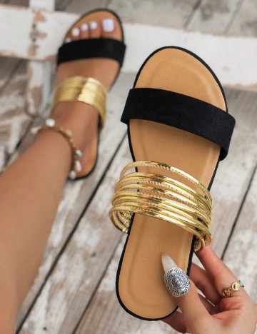 
						Slapi SHEIN, negru/auriu