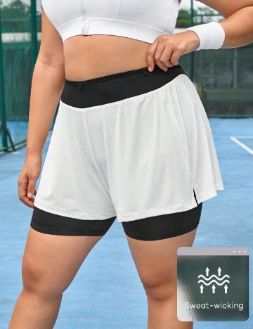 
						Pantaloni scurti SHEIN CURVE, alb