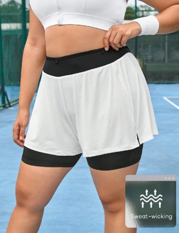 Pantaloni scurti SHEIN CURVE, alb