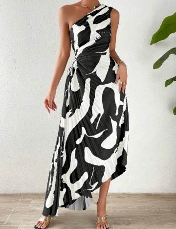 Rochie lunga SHEIN, ecru/negru