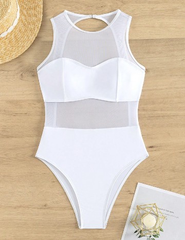 
						Costum de baie SHEIN, alb