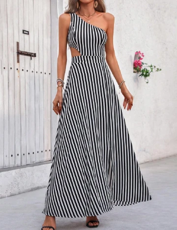 Rochie lunga SHEIN, alb/negru