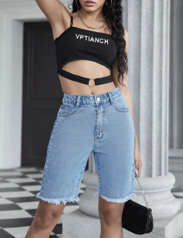 Pantaloni scurti SHEIN, albastru