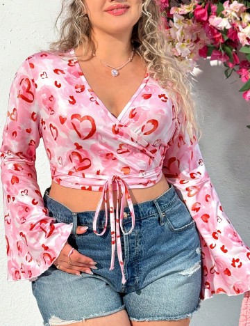 
						Bluza SHEIN CURVE, roz/rosu