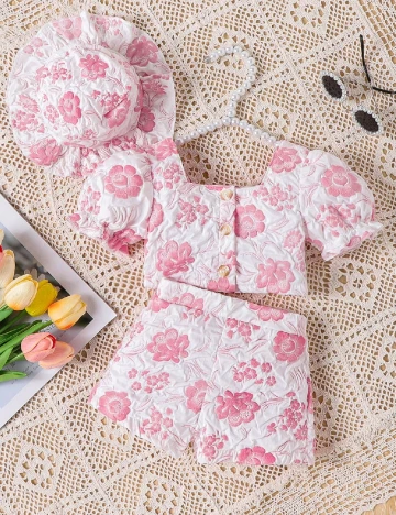 Compleu Shein Kids, alb/roz