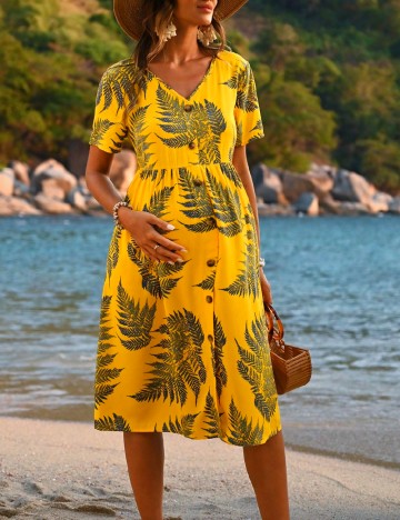 
						Rochie medie SHEIN Maternity, galben