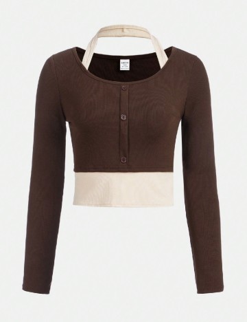 
						Bluza Shein Kids, maro/crem