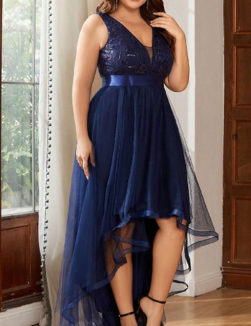 
						Rochie medie Ever-Pretty Plus Size, bleumarin