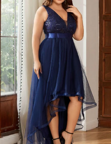 Rochie medie Ever-Pretty Plus Size, bleumarin