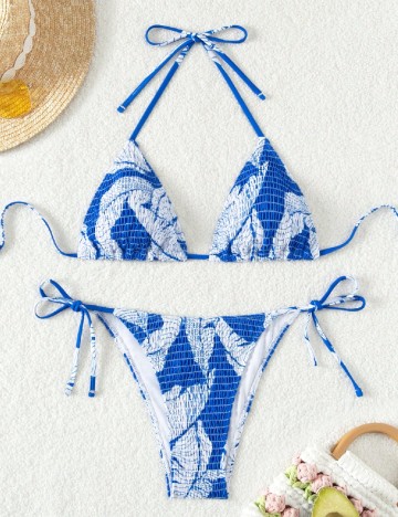 
						Costum de baie SHEIN, alb/albastru