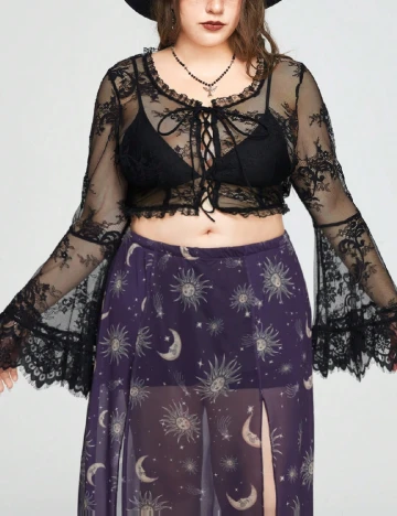 Top Romwe Plus Size, negru