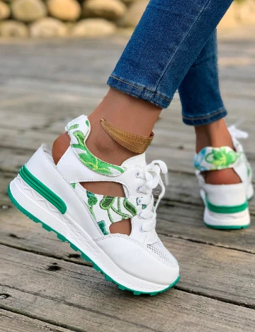 Adidasi SHEIN, alb/verde