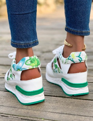 Adidasi SHEIN, alb/verde