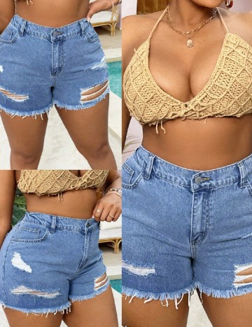 
						Pantaloni scurti SHEIN CURVE, albastru