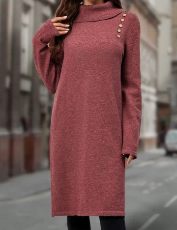 Rochie medie Emery Rose, roz pudra inchis