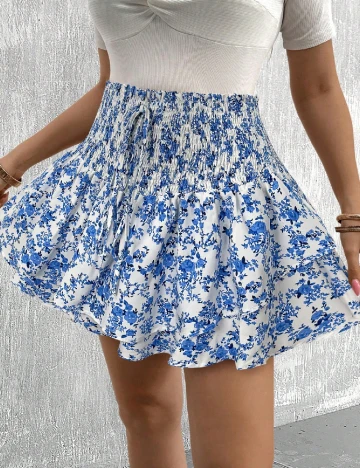 Pantaloni scurti SHEIN CURVE, albastru/alb