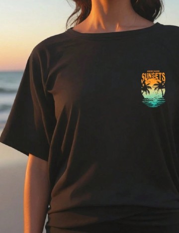 
						Tricou Oversize SHEIN CURVE, negru