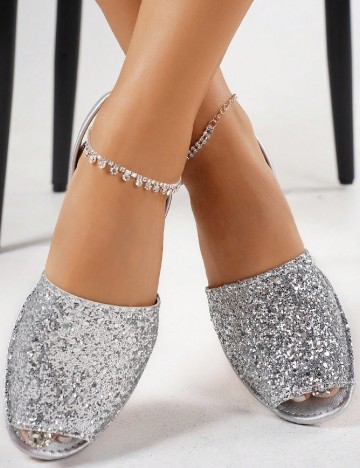 
						Sandale SHEIN, argintiu