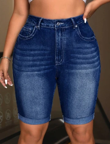 Pantaloni scurti SHEIN CURVE, bleumarin