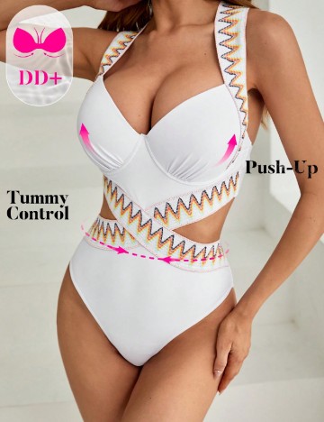 
						Costum de baie SHEIN, alb